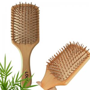 25cm/9.8 inch Bamboo detangling paddle hair brush with private logo 